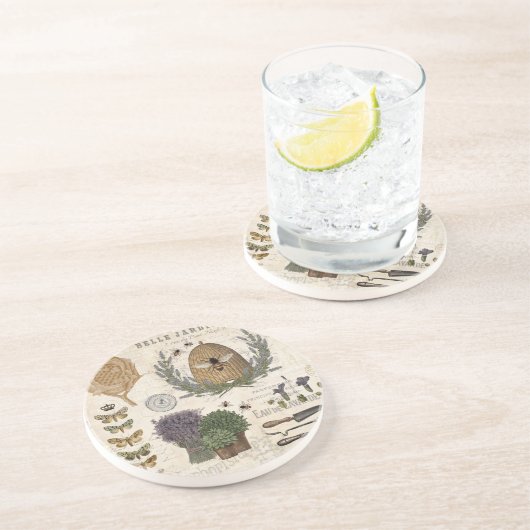 モダンヴィンテージフランスのファームハウスビー コースター (側面)