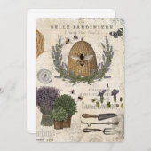 モダンヴィンテージフランスのファームハウスビー 招待状 (正面/裏面)