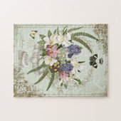モダンヴィンテージフランスのフローラガーデンパズル ジグソーパズル (横)
