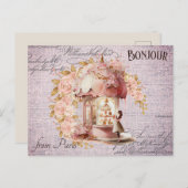 モダンヴィンテージフランスのフローラパリカフェ ポストカード (正面/裏面)