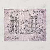 モダンヴィンテージフランスのフローラパリ建築 ポストカード (正面)