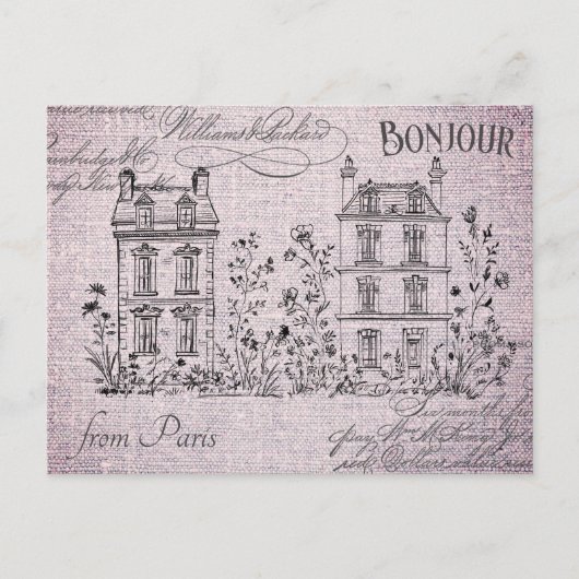 モダンヴィンテージフランスのフローラパリ建築 ポストカード (正面)