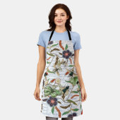 モダンヴィンテージフランスのミツバチと花 エプロン (着用した状態)