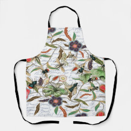 モダンヴィンテージフランスのミツバチと花 エプロン