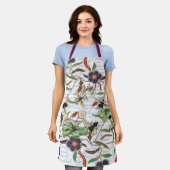 モダンヴィンテージフランスのミツバチと花 エプロン (着用した状態)