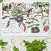 モダンヴィンテージフランスのミツバチと花 キッチンタオル (折り畳み)