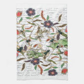 モダンヴィンテージフランスのミツバチと花 キッチンタオル (縦)