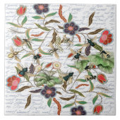 モダンヴィンテージフランスのミツバチと花 タイル (正面)