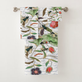 モダンヴィンテージフランスのミツバチと花 バスタオルセット