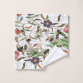 モダンヴィンテージフランスのミツバチと花 バスタオルセット (ウォッシュタオル)