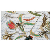 モダンヴィンテージフランスのミツバチと花 ファブリック (ファットクォーター)