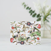 モダンヴィンテージフランスのミツバチと花 ポストカード (スタンド正面)