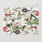 モダンヴィンテージフランスのミツバチと花 ポストカード (正面)