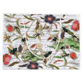 モダンヴィンテージフランスのミツバチと花 ラージペーパーバッグ (裏面)