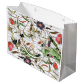 モダンヴィンテージフランスのミツバチと花 ラージペーパーバッグ (裏面アングル)