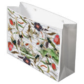 モダンヴィンテージフランスのミツバチと花 ラージペーパーバッグ (正面アングル)