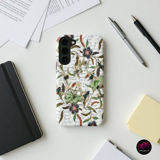 モダンヴィンテージフランスのミツバチと花 SAMSUNG GALAXYケース