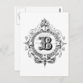 モダンヴィンテージフランスのモノグラム文字B ポストカード (正面/裏面)