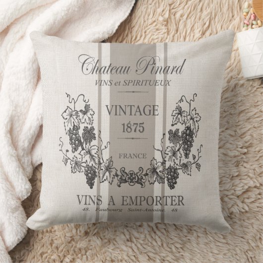 モダンヴィンテージフランスの嚢ワイン装飾用クッション クッション (ブランケット)