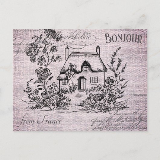 モダンヴィンテージフランスの国コテージ ポストカード (正面)