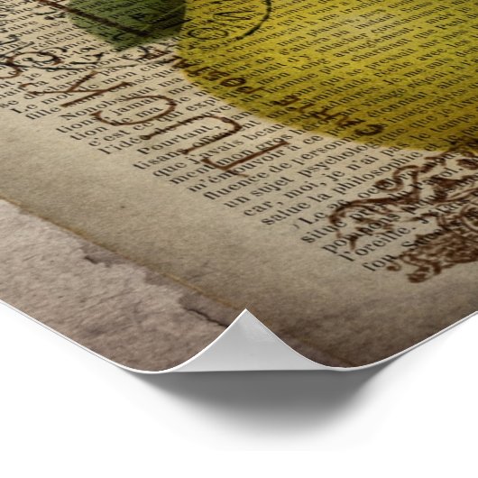 モダンヴィンテージフランスの植物性プリントフルーツ梨 ポスター (角)