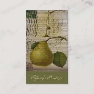 モダンヴィンテージフランスの植物性プリントフルーツ梨 名刺