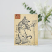 モダンヴィンテージフランスの猫のコラージュはがき ポストカード (スタンド正面)