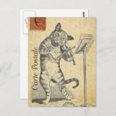 モダンヴィンテージフランスの猫のコラージュはがき ポストカード (正面/裏面)