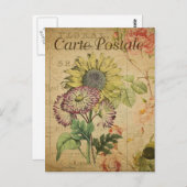 モダンヴィンテージフランスの花丁合はがき ポストカード (正面/裏面)