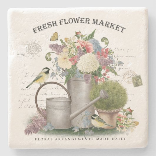 モダンヴィンテージフランスの農家花園 ストーンコースター (正面)