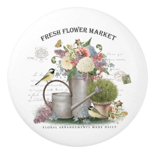 モダンヴィンテージフランスの農家花園 セラミックノブ (正面)