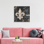 モダンヴィンテージフランスの（紋章の）フラ・ダ・リ キャンバスプリント (インサイチュ (リビング))