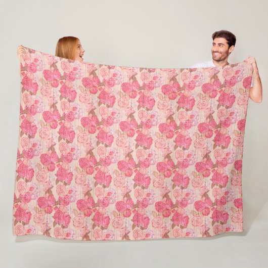 モダンヴィンテージフローラオンウッドトレンディー人気がある フリースブランケット (インサイチュ)