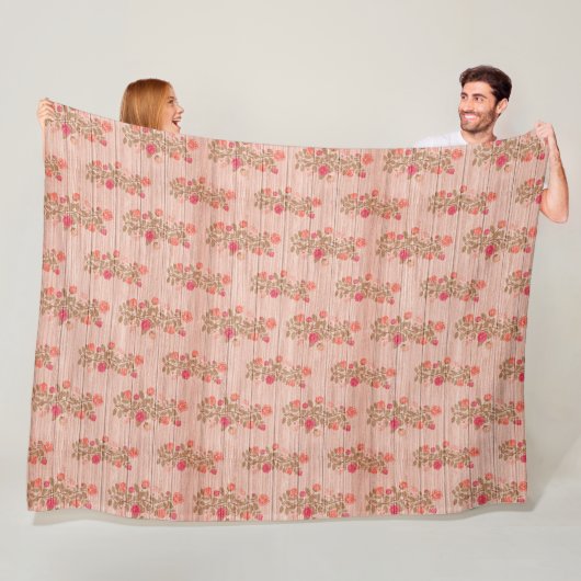 モダンヴィンテージフローラオンウッドトレンディー人気がある フリースブランケット (インサイチュ)