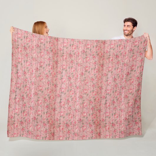 モダンヴィンテージフローラオンウッドトレンディー人気がある フリースブランケット (インサイチュ)