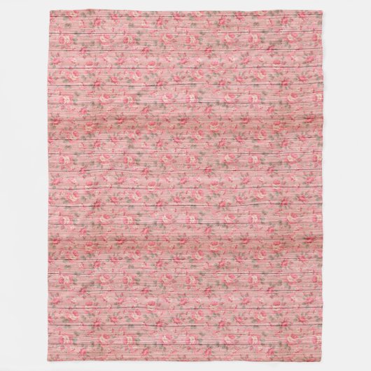 モダンヴィンテージフローラオンウッドトレンディー人気がある フリースブランケット (正面)