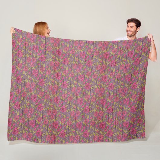 モダンヴィンテージフローラオンウッドトレンディー人気がある フリースブランケット (インサイチュ)