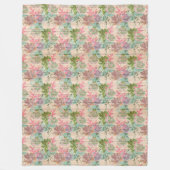 モダンヴィンテージフローラオンウッドトレンディー人気がある フリースブランケット (正面)