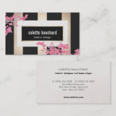 モダンヴィンテージフローラストライプ設計者 名刺 (正面/裏面)