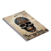 モダンヴィンテージブラックスカルオールド紙カスタム引用文 ノートブック (右側)