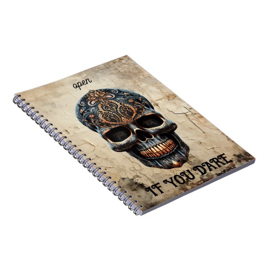 モダンヴィンテージブラックスカルオールド紙カスタム引用文 ノートブック (右側)