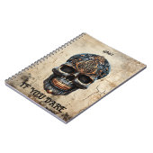 モダンヴィンテージブラックスカルオールド紙カスタム引用文 ノートブック (左側)