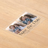 モダンヴィンテージブラック写真保存日時 アクリル招待状 (レイダウン)