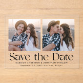 モダンヴィンテージブラック写真保存日時 アクリル招待状 (正面)