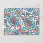 モダンヴィンテージブルーイエローウォーター色フローラ ポストカード (正面)