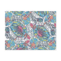 モダンヴィンテージブルーイエローウォーター色フローラ