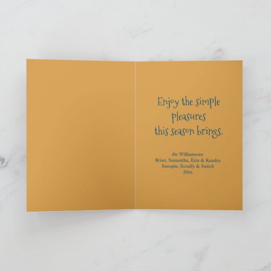 モダンヴィンテージブルークリスマスフローラリース鳥 シーズンカード (内部)