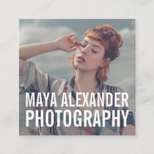 モダンヴィンテージブルーフォトフィルター スクエア名刺