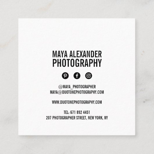 モダンヴィンテージブルーフォトフィルター スクエア名刺 (裏面)