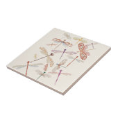 モダンヴィンテージボホピンクドラゴンフライアート  タイル (側面)